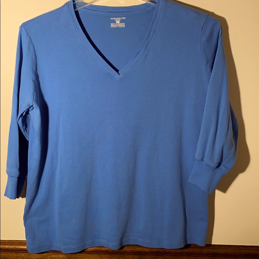 Jones Ny Sport Blue V-Neck Tee